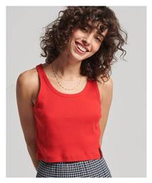 Ovin Vintage Γυναικείο Crop Top Αμάνικο Καλοκαιρινό Κόκκινο Superdry από το Plus4u