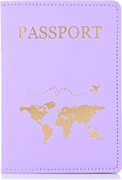 Θήκη Διαβατηρίου Brandbags Travel Collection Gold World Map Λιλά