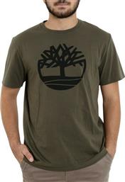 Timberland Brand Tree Ανδρικό T-shirt Χακί Με Λογότυπο από το Tobros
