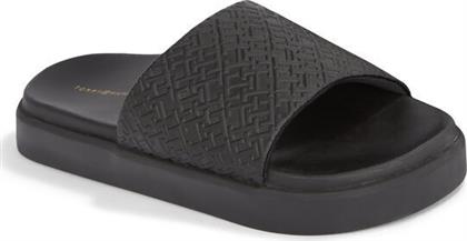 Tommy Hilfiger Slides με Πλατφόρμα σε Μαύρο Χρώμα