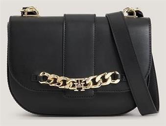 Tommy Hilfiger Th Luxe Chain Flap Crossover Γυναικεία Τσάντα Μαύρη