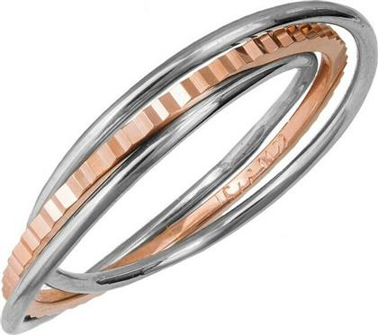 Τρίβερο δαχτυλίδι από ροζ gold και λευκόχρυσο Κ9 039030 039030 Χρυσός 9 Καράτια
