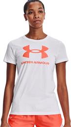 Under Armour Live Sportstyle Γυναικείο Αθλητικό T-shirt Fast Drying White/Orange