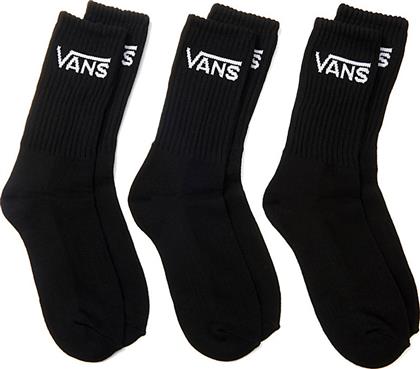 Vans Classic Crew Ανδρικές Μονόχρωμες Κάλτσες Μαύρες 3Pack από το Modivo