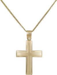 Βαπτιστικοί Σταυροί με Αλυσίδα Αντρικός χρυσός σταυρός σετ με αλυσίδα Κ14 διπλής όψης 041938C 041938C Ανδρικό Χρυσός 14 Καράτια