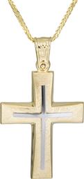 Βαπτιστικοί Σταυροί με Αλυσίδα Χρυσός χειροποίητος σταυρός Κ14 με αλυσίδα 026171C 026171C Ανδρικό Χρυσός 14 Καράτια από το Kosmima24