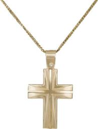 Βαπτιστικοί Σταυροί με Αλυσίδα Χρυσός σταυρός βάπτισης διπλής όψης με αλυσίδα Κ14 041940C 041940C Ανδρικό Χρυσός 14 Καράτια