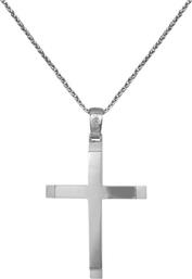 Βαπτιστικοί Σταυροί με Αλυσίδα Λευκόχρυσος ανδρικός σταυρός Κ14 με αλυσίδα 042229C 042229C Ανδρικό Χρυσός 14 Καράτια