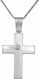 Βαπτιστικοί Σταυροί με Αλυσίδα Βαπτιστικός λευκόχρυσος σταυρός 9Κ με αλυσίδα 033711C 033711C Ανδρικό Χρυσός 9 Καράτια από το Kosmima24
