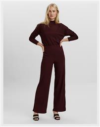 Vero Moda Γυναικεία Ψηλόμεση Υφασμάτινη Παντελόνα σε Κανονική Εφαρμογή σε Μπορντό Χρώμα από το Plus4u