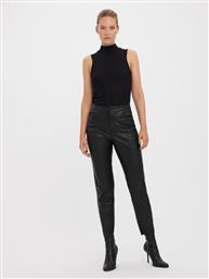 Vero Moda Γυναικείο Δερμάτινο Παντελόνι σε Κανονική Εφαρμογή Μαύρο από το Plus4u