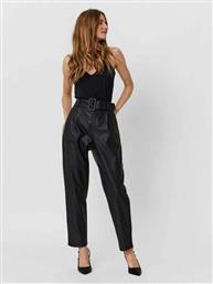 Vero Moda Γυναικείο Ψηλόμεσο Δερμάτινο Παντελόνι σε Carrot Εφαρμογή Μαύρο από το Plus4u
