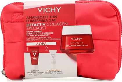 Vichy Promo Pack Liftactiv Collagen Specialist Κρέμα Ημέρας 50ml B3 Specialist Serum 5ml Capital Soleil Spf50+ 3ml & Τσαντάκι 1τμχ