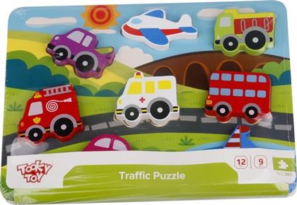 Ξύλινο Παιδικό Puzzle Σφηνώματα Μέσα Μεταφοράς 7pcs για 1+ Ετών Tooky Toys