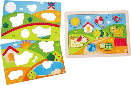Ξύλινο Παιδικό Puzzle Σφηνώματα Sunny Valley 12pcs για 1+ Ετών Hape